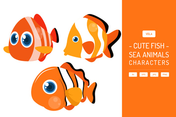 Cute Fish - Sea Animals Characters Vol.4