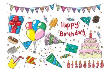 vector illustration of hand drawn happy birthday