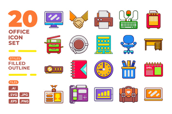 Office Icon Set (Filled Outline)