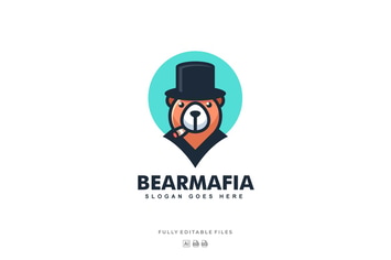 Bear Doll Simple Cartoon Logo template