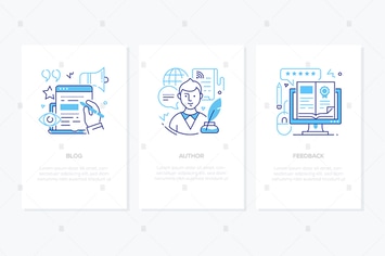 Blogging online - line design style banners set