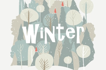 Vector cartoon winter forest. Christmas background