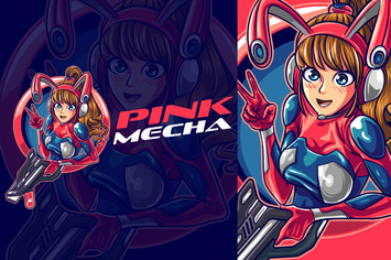 Cute Mecha Gamer Girl Esports Mascot Logo