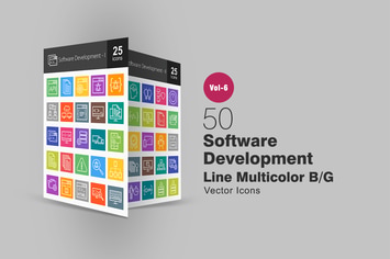 50 Software Development Line Multicolor B/G Icons