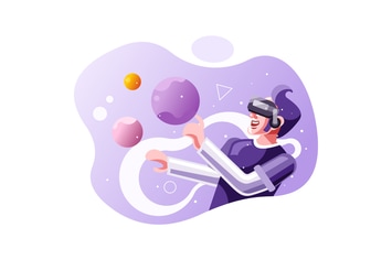 a youth moves objects around using a VR