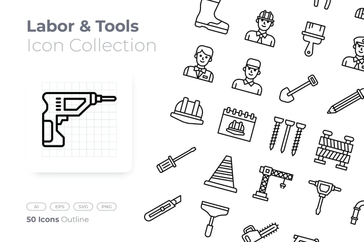 Labor and Tools Outline Icon