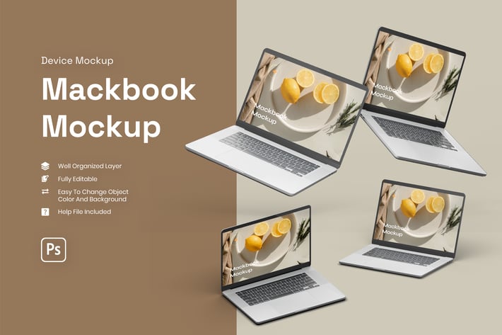 3D macbook mockup