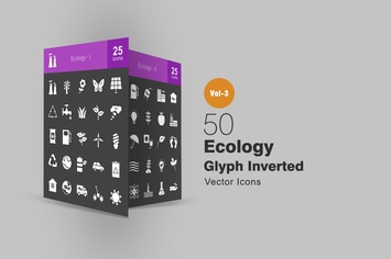 50 Ecology Glyph Inverted Icons