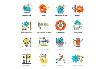 Set of Flat Line Design Icons