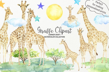 Watercolor Giraffe Illustration 