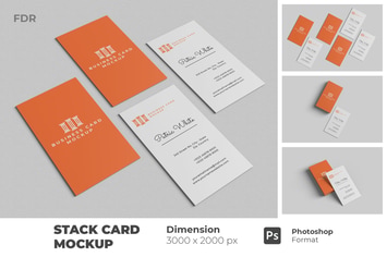 Stack Vertical Business Card Mockup