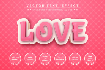 3D Love - editable text effect, font style