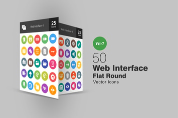 50 Web Interface Flat Round Icons