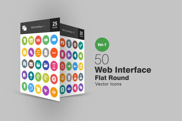 50 Web Interface Flat Round Icons