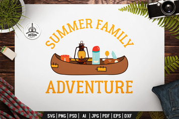 Summer Family Adventure Label Camping Badge Design