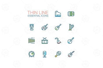 Musical Instruments - Thin Single Line Icons Set