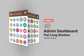 48 Admin Dashboard Flat Long Shadow Icons