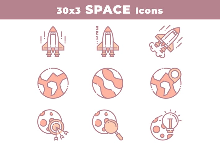 30 Space and Astronomy Icons
