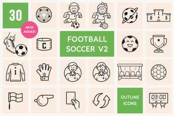 Soccer / Football Outline Icons Volume 02