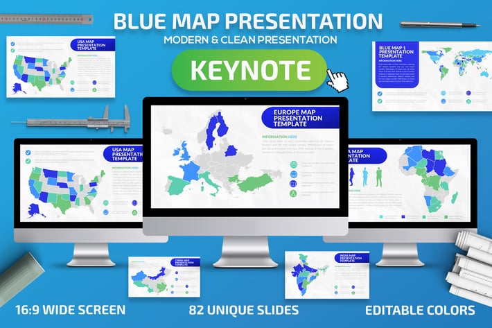 Blue Map Keynote Presentation Template
