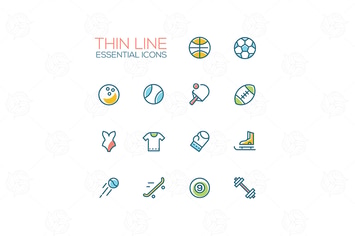 Sports - modern vector thin line icons set