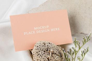 Pink blank business card mockup