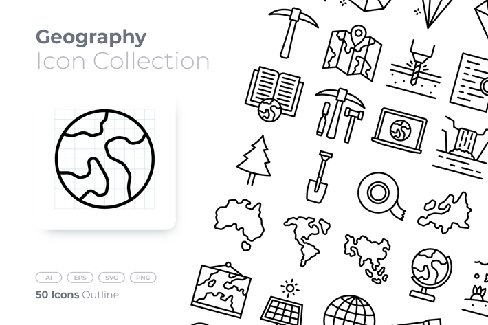 Geography Outline Icon