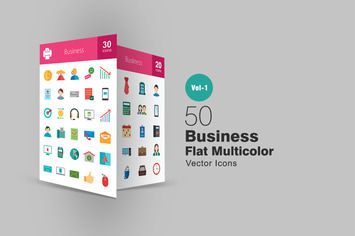 50 Business Flat Multicolor Icons