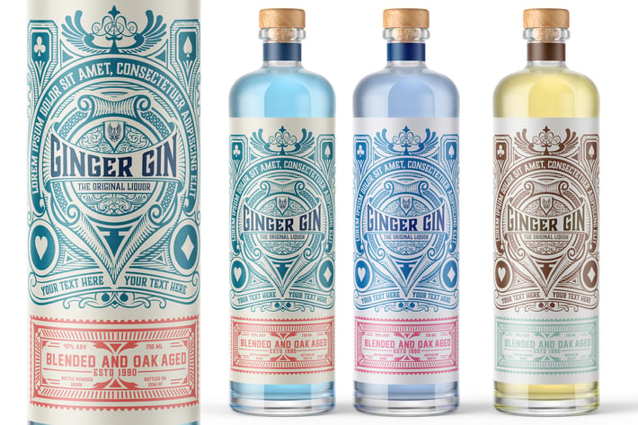 Vintage Gin Label Packaging Layout 