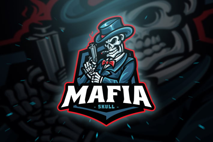 Mafia Skull Sport and Esport Logo Template