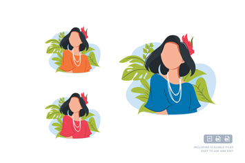 Tropical Girl - Avatar Ilustration Template
