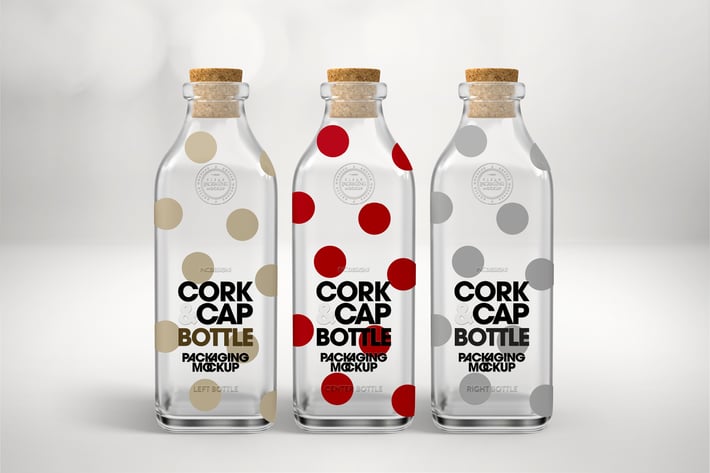 Cork & Cap Bottle Packaging MockUp