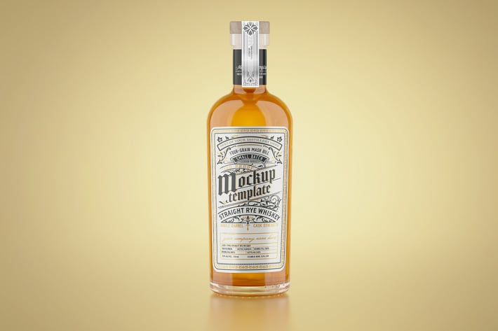 Whiskey Glass Bottle Mockup