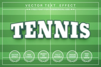 Tennis sport  - editable text effect,  font style