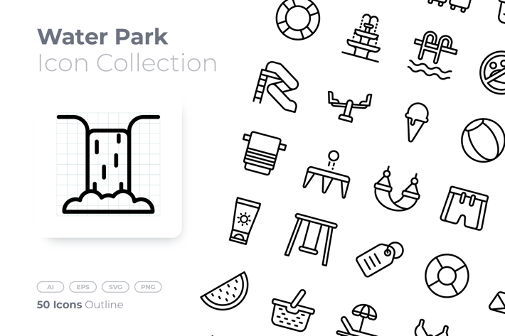 Water Park Outline Icon