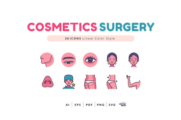 36 Icons Cosmetics Surgery Lineal Color Style