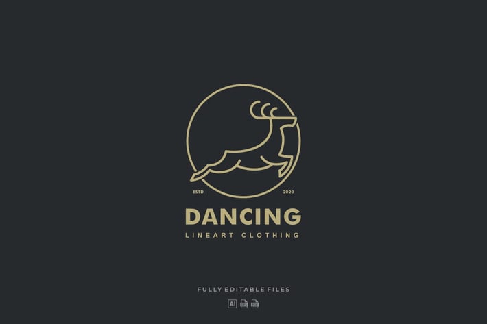 Deer Jumping Badge Modern Logo Template
