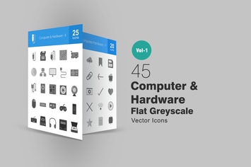 45 Computer Greyscale Icons