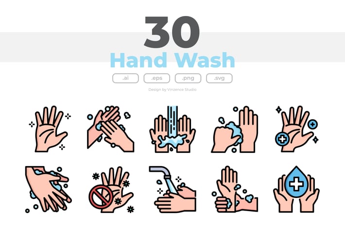 30 Hand Wash Icons