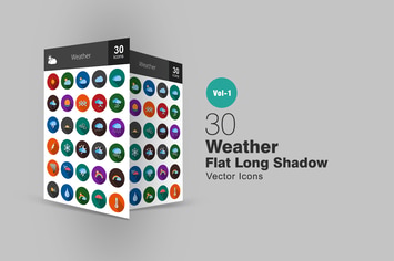 30 Weather Flat Long Shadow Icons