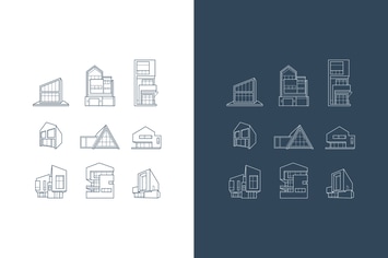 vector logos of icons with architecture houses