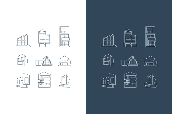 vector logos of icons with architecture houses