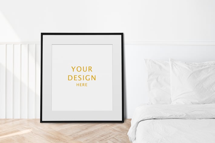 Framed vintage cactus interior wall art mockup