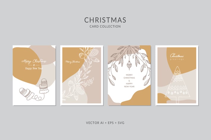Christmas Greeting Card Vector Set