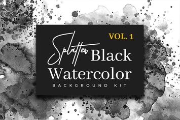 Splatter Black Watercolor Vol. 1