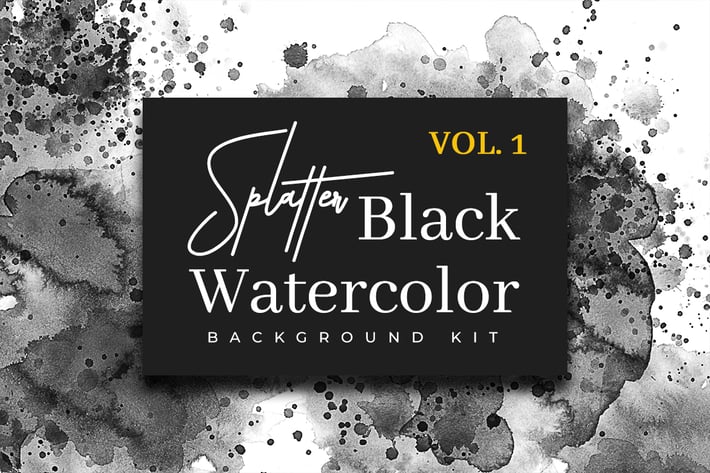 Splatter Black Watercolor Vol. 1