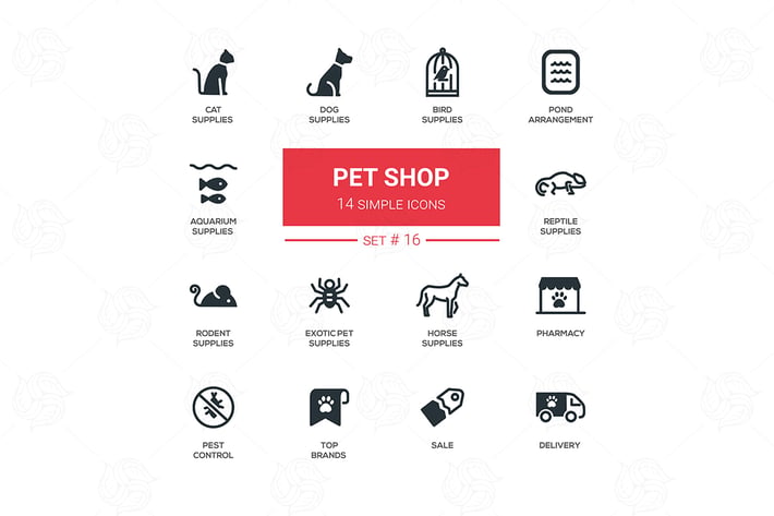 Pet Shop - set of simple icons