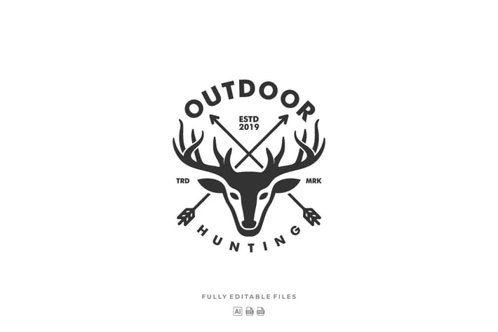 Deer Head Badge Logo