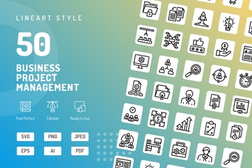 Business Project Management Line Icons