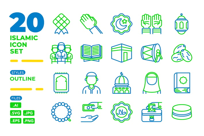 Islamic Icon Set (Outline)